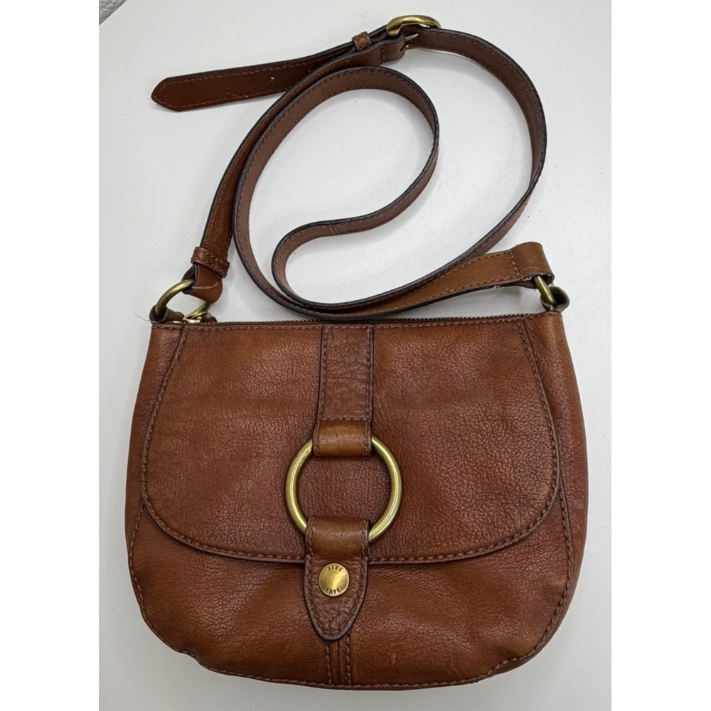 Frye Women's Chestnut Purse Cross Body Leather Ring Detail - Picture 13 of 15